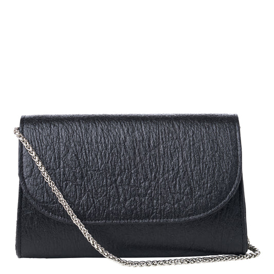 Svala vegan metallic black pinatex mini Didi clutch