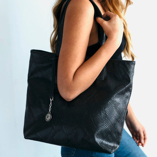 Svala Simma luxury vegan tote handbag in black