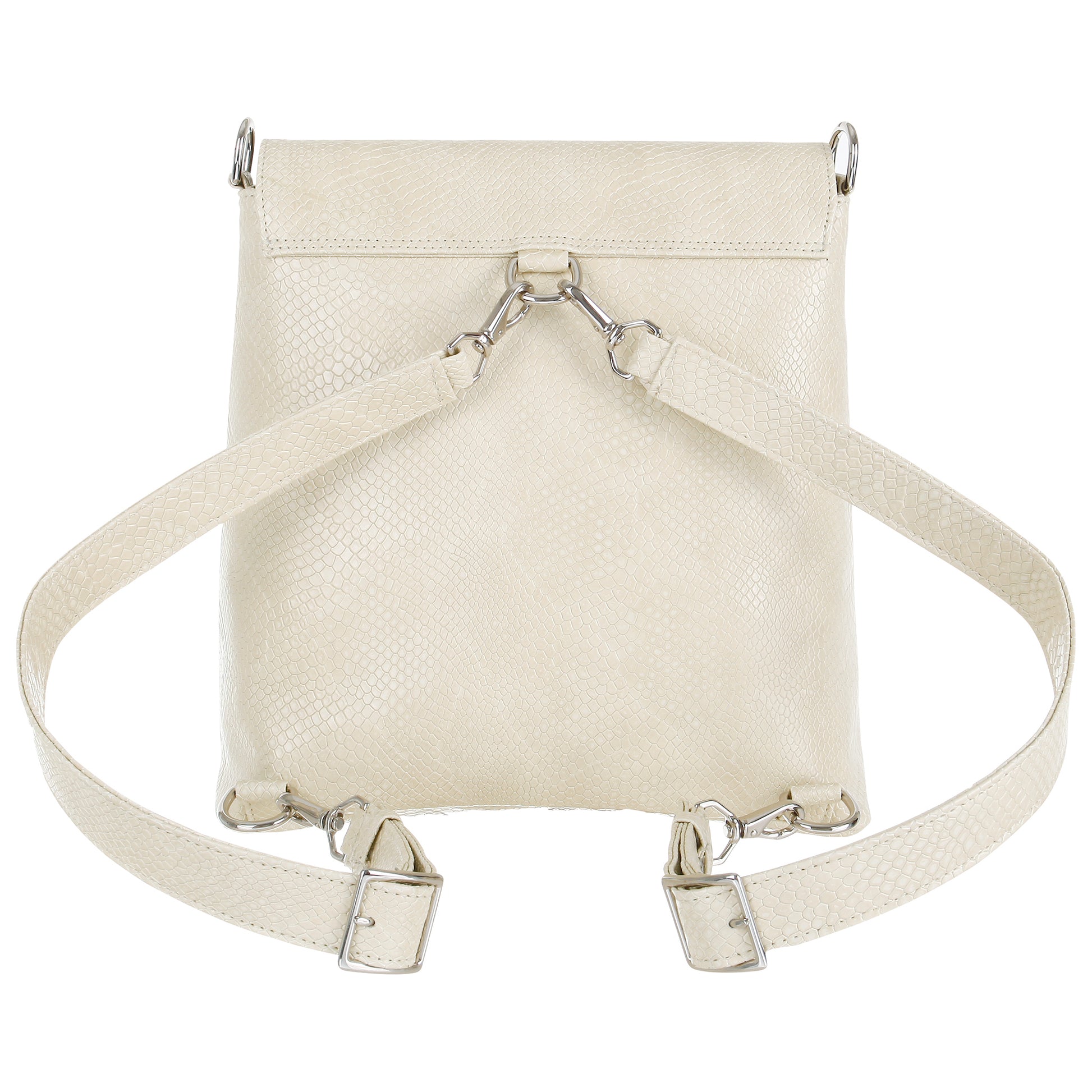 Cream Vegan Snakeskin Backpack Purse - Gemma