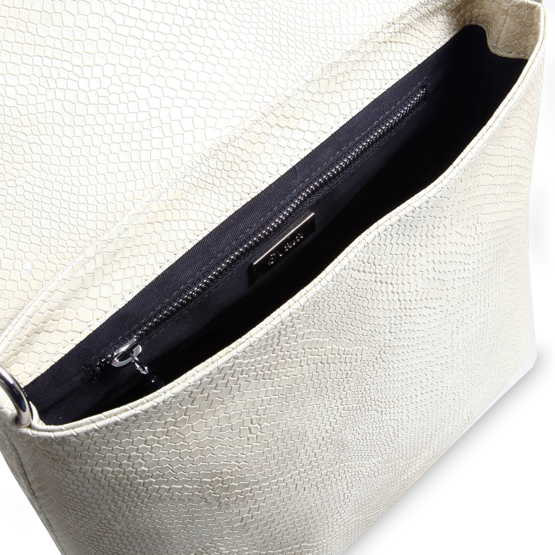 sun + lace scalloped leather purse in cream - Little