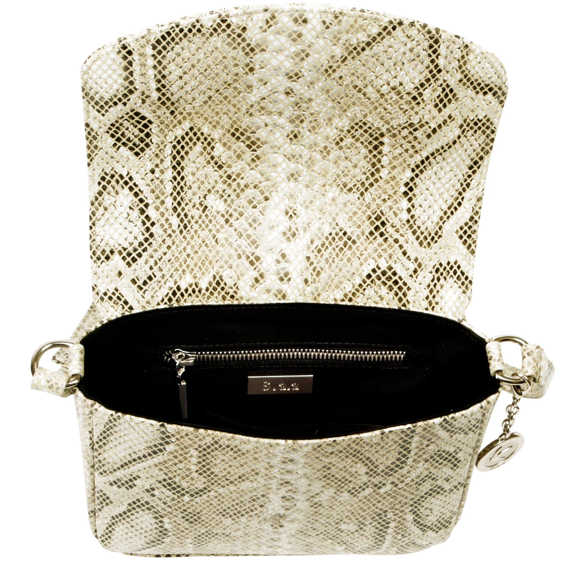 Svala vegan Tashi crossbody handbag in cream python